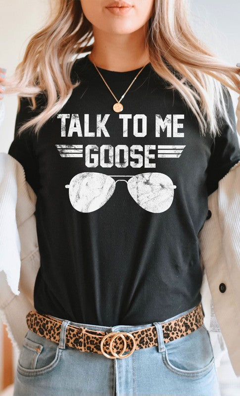 Talk to Me Goose White Ink Graphic Tee - Curvy