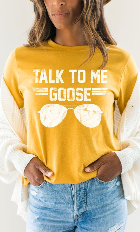 Talk to Me Goose White Ink Graphic Tee - Curvy