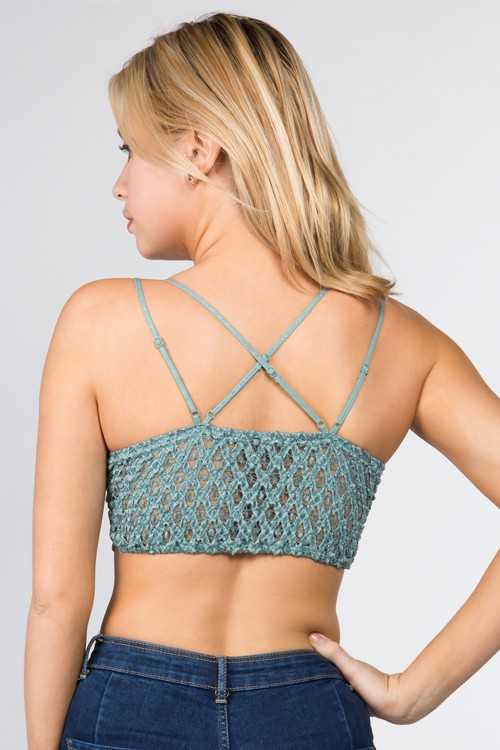 Scalloped Lace Cami Bralette - Blue Radiance & Cocoa