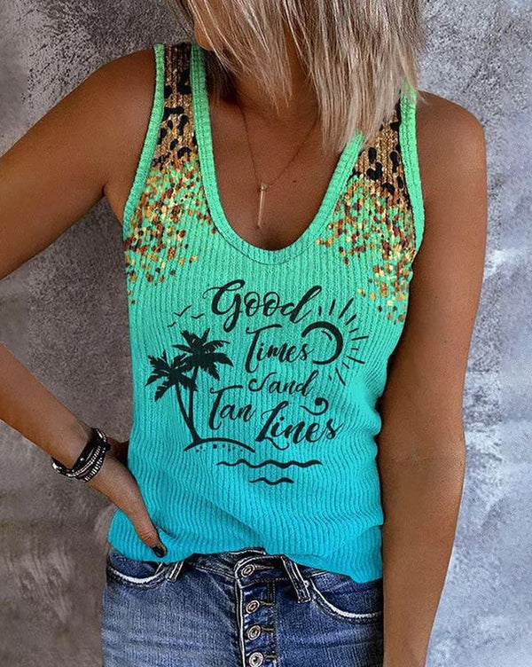 Good Times Tank Top With Leopard Contrast