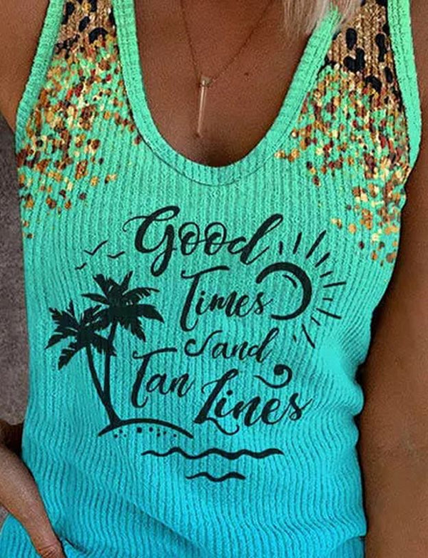 Good Times Tank Top With Leopard Contrast