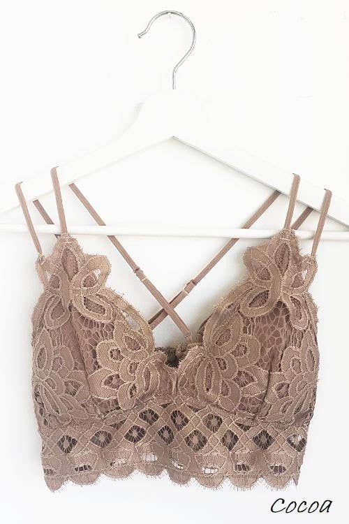 Scalloped Lace Cami Bralette - Blue Radiance & Cocoa