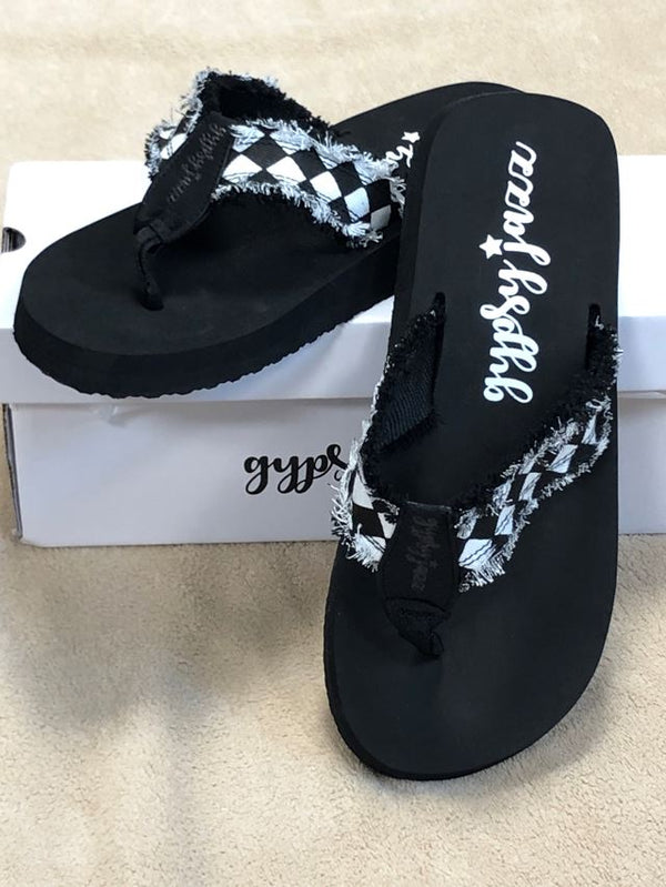 Gypsy Jazz Black & White Checkered Sandals