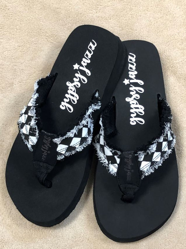 Gypsy Jazz Black & White Checkered Sandals