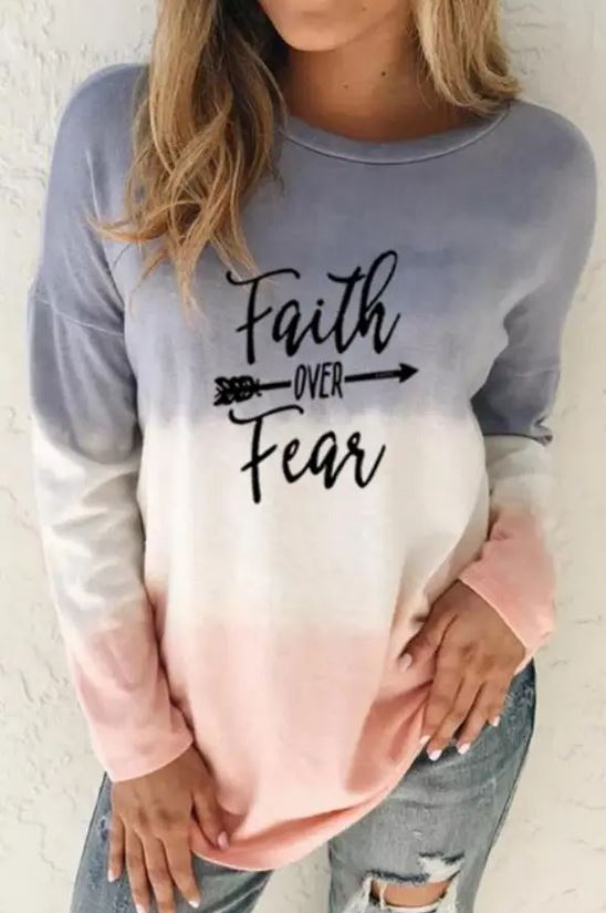 Faith Over Fear Multi-Color Sleeve Top