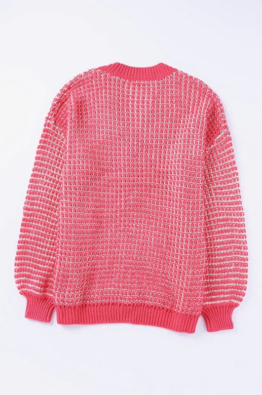 Button Knit Cardigan - Hot Pink