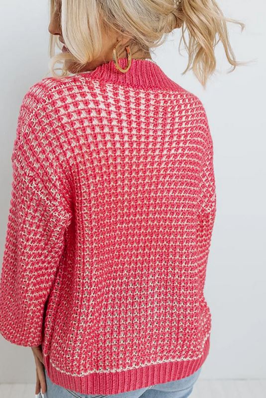 Button Knit Cardigan - Hot Pink