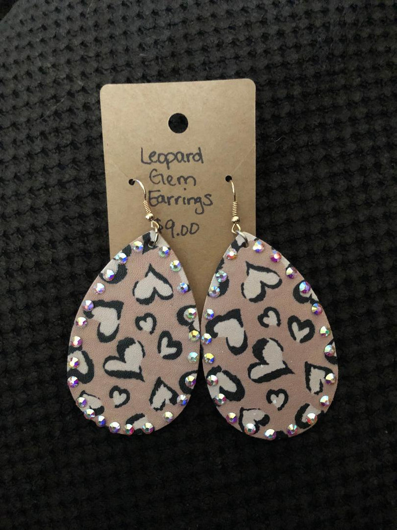 Leopard Gem Earrings -Brown