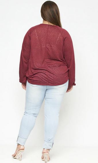 Elastic V-Neck Wrap - Burgundy