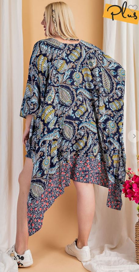 Curvy Magic Dance Kimono - Navy