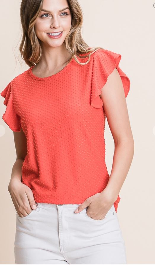 Swiss Dotted Ruffled Sleeve Top