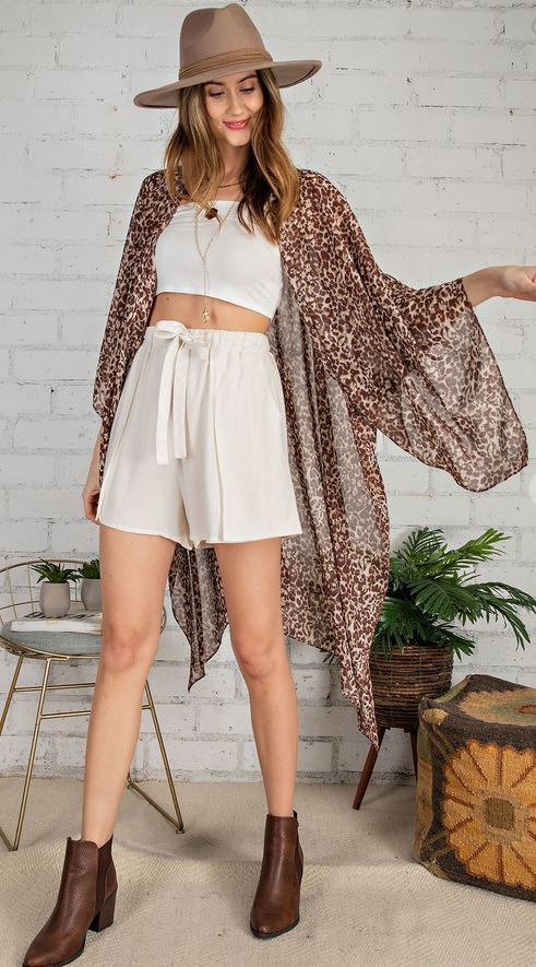 Animal Print Kimono - Chocolate