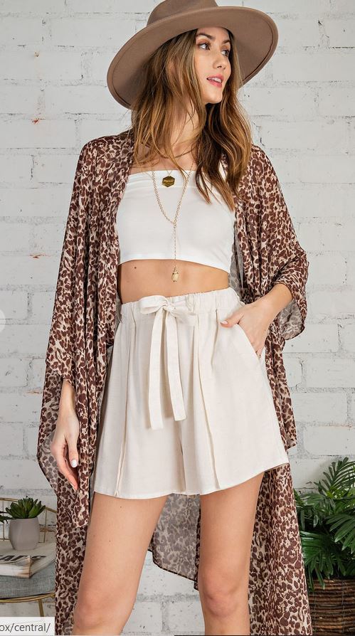 Animal Print Kimono - Chocolate