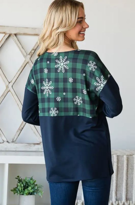 Plaid and Snowflake Top