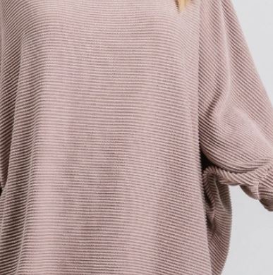 Plus Urban Wide Neck Knit Top - Taupe